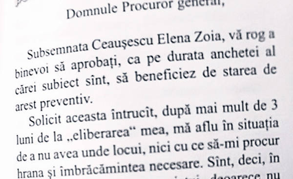 Zoia a cerut să fie arestată din nou!