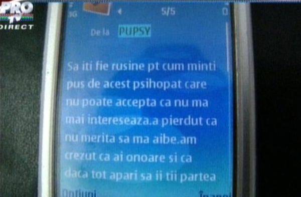 Acesta este sms-ul pe care i l-a trimis Zăvo lui Daniel Daniel Lazăr, prietenul lui Pepe: "Oana Zăvoranu mi-a făcut avansuri"