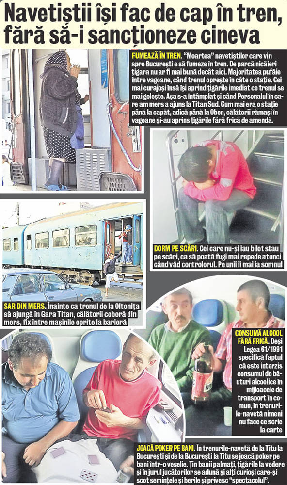 Olteniţa - Bucureşti, trenul unde nici un călător nu circulă legal: «Ce-i ăla bilet, tată? Noi dăm un leu şi mergem cu Naşu’»