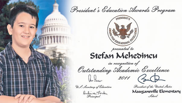 Performanțele școlare ale lui Ștefan Mehedincu le-au atras atenția consilierilor lui Obama