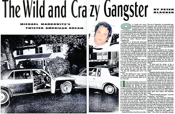 Paginile din New York Magazine, în care Markowitz este descris ca un gangster sălbatic și nebun