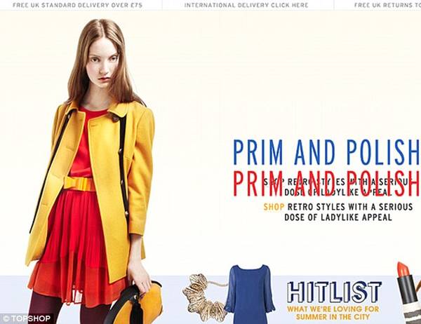 Aceasta e noua imagine de promovare a site-ului topshop.com