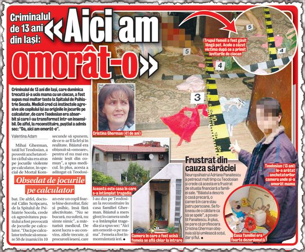 Libertatea v-a prezentat, pe 17 iulie 2009, cazul șocant al båiatului care și-a omorât mama