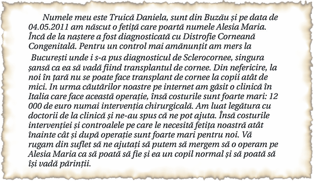 Ajutaţi-i pe Alesia şi pe Cristian să lupte cu boala