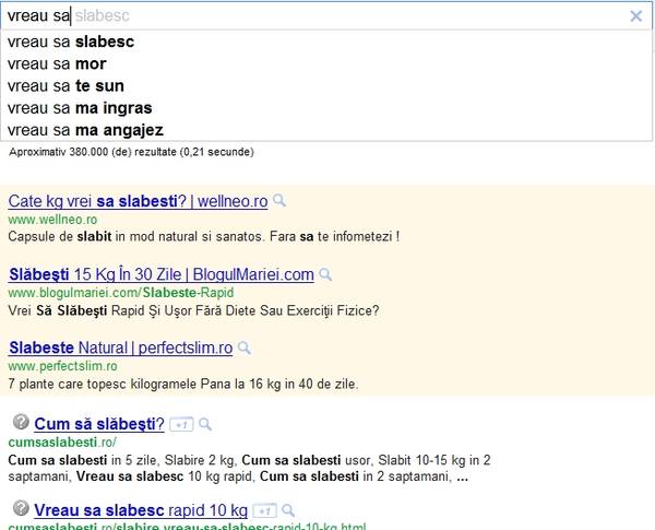 Google cautare - vreau sa - 