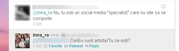 Inna, implicată într-o mică ceartă pe Twitter