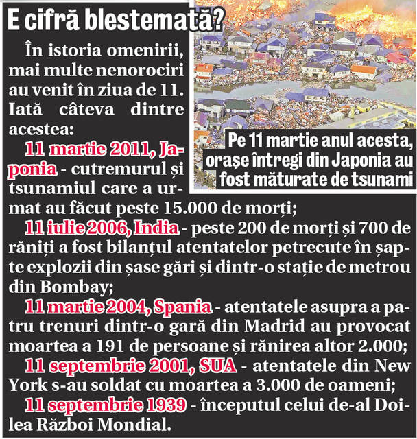 Numerologii susţin că ziua de mâine, aflată sub semnul cifrei 11, ne poate aduce nenorociri