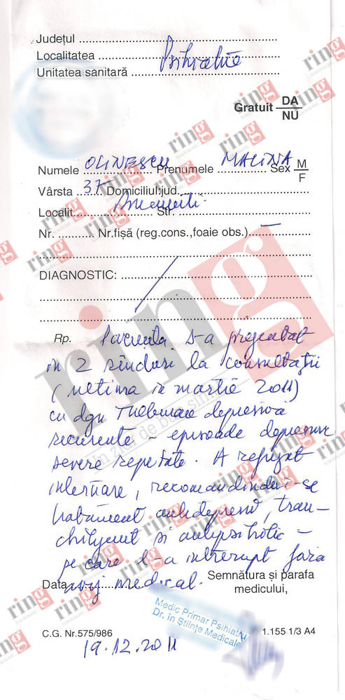 Iată documentul cu care apropiaţii Mălinei Olinescu au vrut să înduplece Patriarhia!