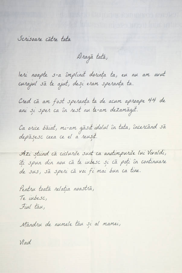 scrisoare fiu pentru tatal mort ziar
