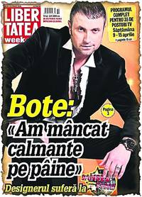 Pe 9 aprilie 2010, Bote povestea în Libertatea cum se îndopa cu pastile