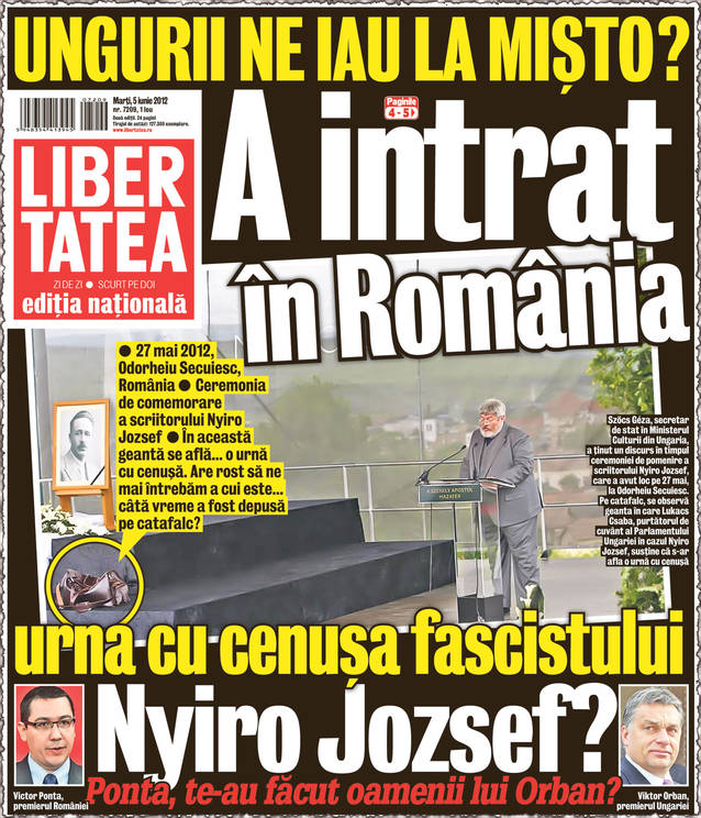 Am avut dreptate! Lászlo Kövér, preşedintele Parlamentului ungar, confirmă dezvăluirile din Libertatea în cazul scriitorului Nyiro Jozsef: «Cenuşa lui ar fi fost introdusă ilegal în România!»