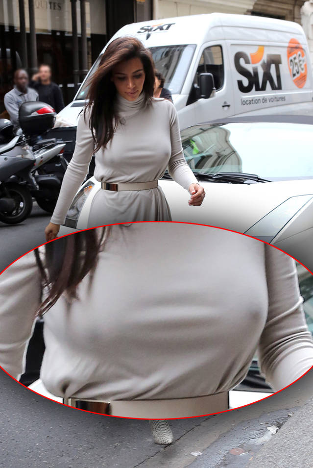 Kim Kardashian cu sfârcurile la vedere