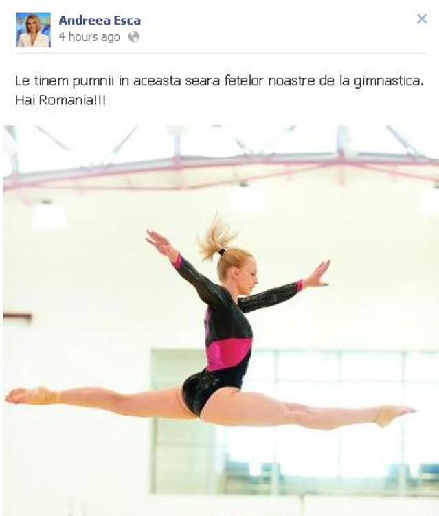 Andreea Esca, mesaj pentru gimnaste pe Facebook