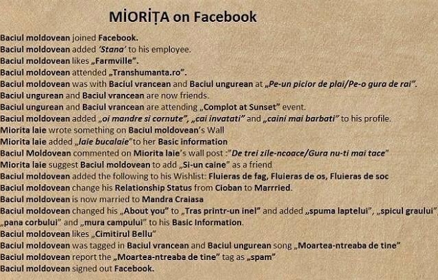 Balada Mioriţa pentru generaţia "Facebook". Dacă s-ar da la BAC, toţi ar lua 10! MORI DE RÂS!