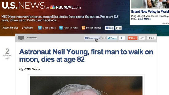 Aşa ceva NU SE FACE! Greşeala NBC, la moartea lui Neil Armstrong