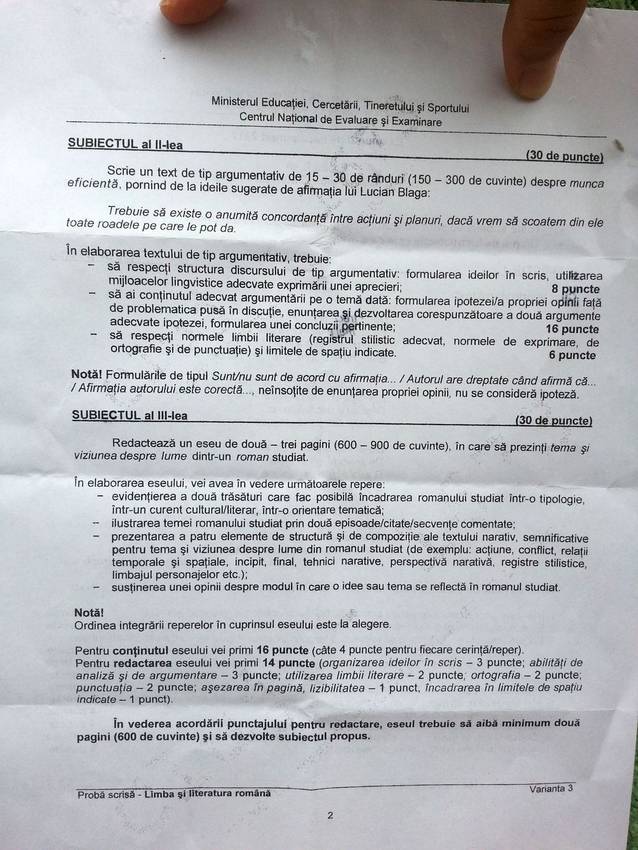 BACALAUREAT 2012, sesiunea de TOAMNĂ | Uite subiectele de la Limba şi literatura română!