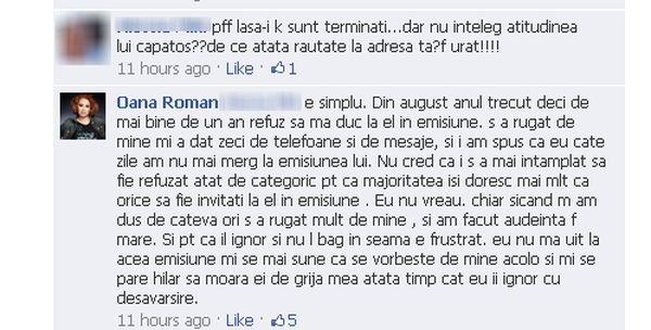 Oana Roman îl ÎNȚEAPĂ pe Capatos: "E FRUSTRAT pentru că nu merg în emisiunea lui!"