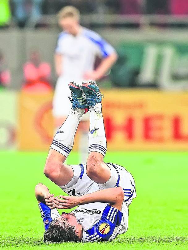 Irlandezoamericanul Delaney, de la FC Copenhaga, distrus la finalul partidei Irlandezoamericanul Delaney, de la FC Copenhaga, distrus la finalul partidei