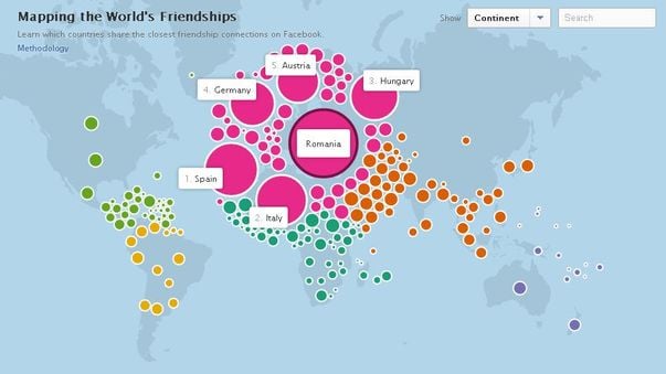 HARTA PRIETENIILOR PE FACEBOOK. Pe cine IUBESC românii?