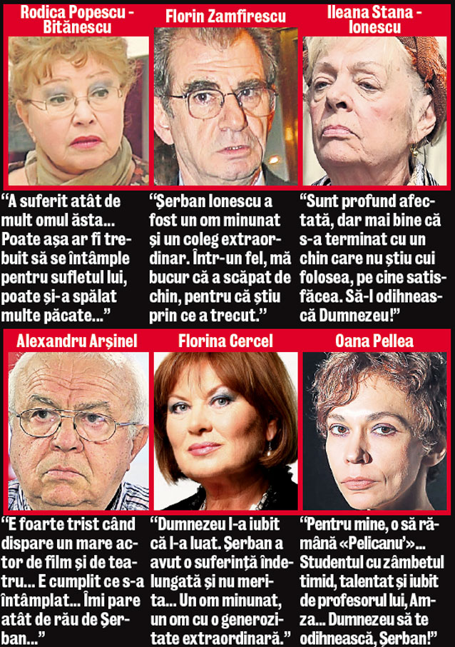 Moartea lui Șerban Ionescu le-a unit | Magda Catone, soţia actorului, şi soacra ei, Florica, au îngropat ieri securea războiului