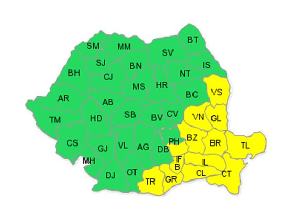 Atenționare meteo! COD GALBEN de VISCOL și NINSORI. Vezi ZONELE afectate!