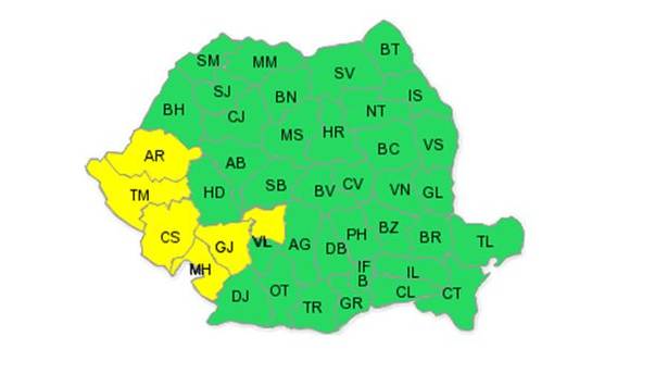 Atenționare COD GALBEN de PLOI ABUNDENTE. Vezi ce județe sunt vizate!