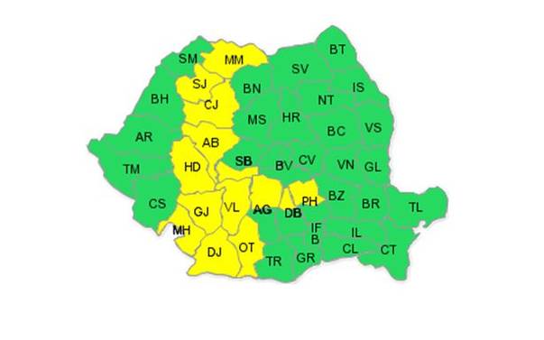 Atenționare COD GALBEN de PLOI ABUNDENTE. Vezi ce județe sunt vizate!