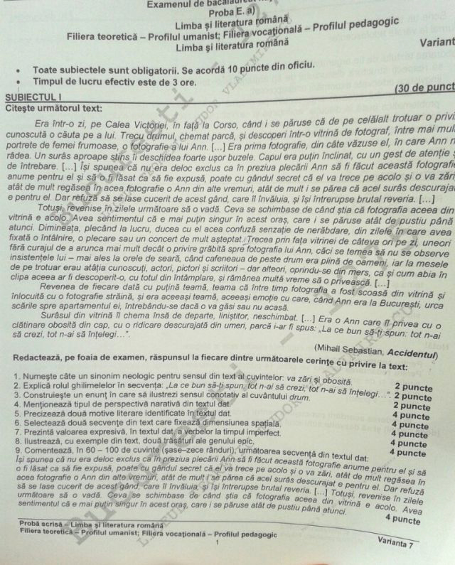 BACALAUREAT 2013 | Vezi subiectele la limba şi literatura română!