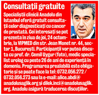 VESTE BUNĂ! Cancerul de prostată poate fi operat cu ajutorul roboţilor
