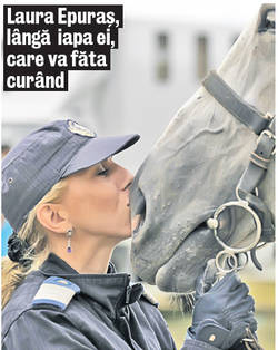 La demonstrația de intervenție antihuligani, alături de jandarmi a participat și o fetiță de 11 ani, călăreaţa Anne Marie