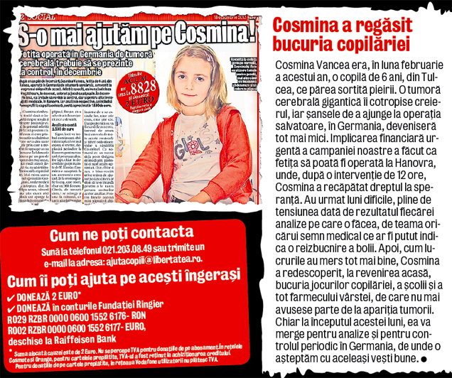 «Ajută copiii!» a împlinit 18 luni! Campania a mediatizat aproape 90 de cazuri, oferind un ajutor total de peste 315.000 de lei