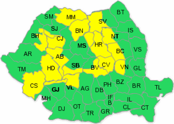 România, sub COD GALBEN de NINSORI. Care sunt regiunile afectate