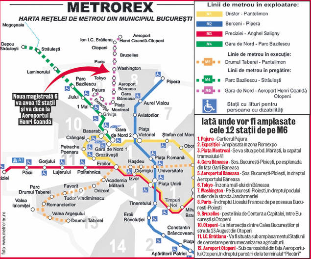 Vom ajunge cu metroul direct la Aeroportul Henri Coandă! Proiectanţii au stabilit deja locaţiile viitoarelor staţii pentru MAGISTRALA 6