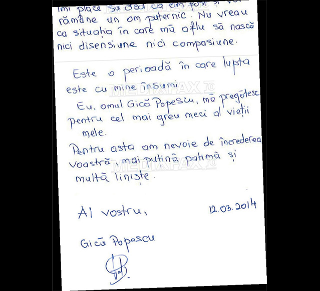 Scrisoare răvăşitoare trimisă din puşcărie de Gică Popescu: "Mă pregătesc pentru cel mai greu meci al vieții mele"