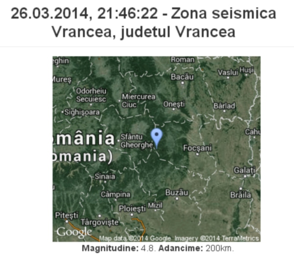 CUTREMUR DE 4,8, ÎN VRANCEA! Tu l-ai simţit?