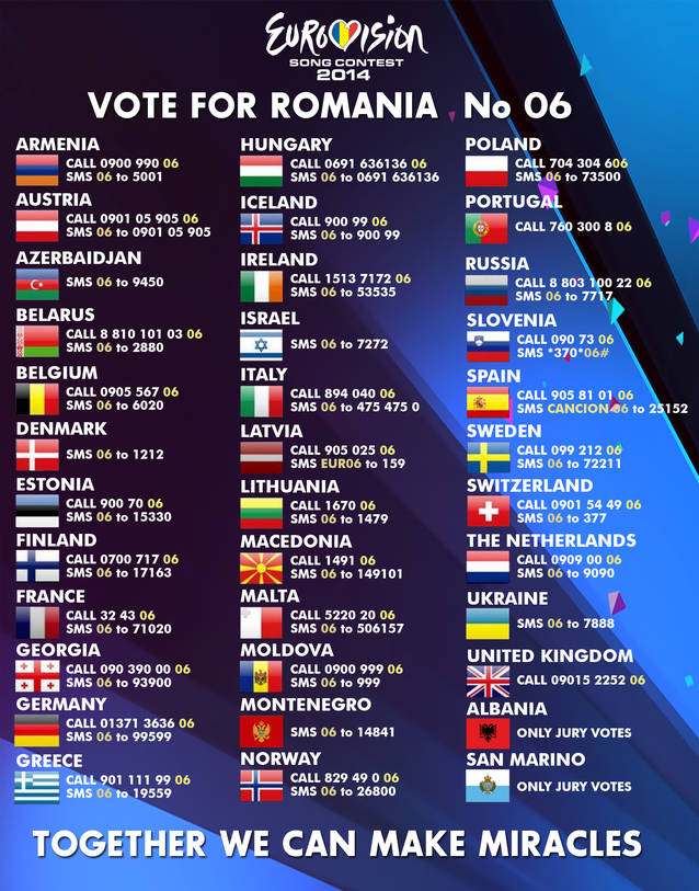 EUROVISION 2014 | Numerele de telefon LA CARE ÎI POŢI VOTA PE PAULA ŞI OVI, din străinătate
