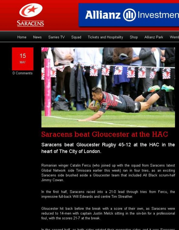 Cătălin Fercu a marcat 4 eseuri pentru ”sarazini”