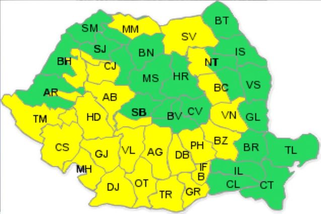 COD GALBEN de PLOI. Vezi zonele AFECTATE!