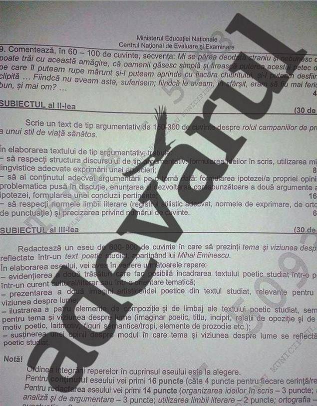 BACALAUREAT 2014. SUBIECTELE LA LIMBA ROMÂNĂ. La REAL a picat EMINESCU