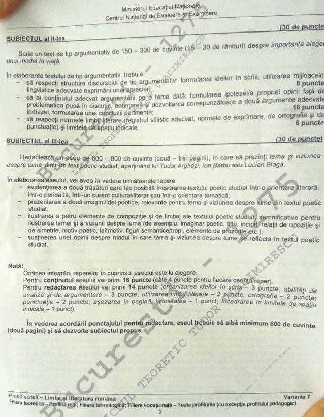 BACALAUREAT 2014 | VEZI SUBIECTELE DE ANUL TRECUT, de la LIMBA ŞI LITERATURA ROMÂNĂ!