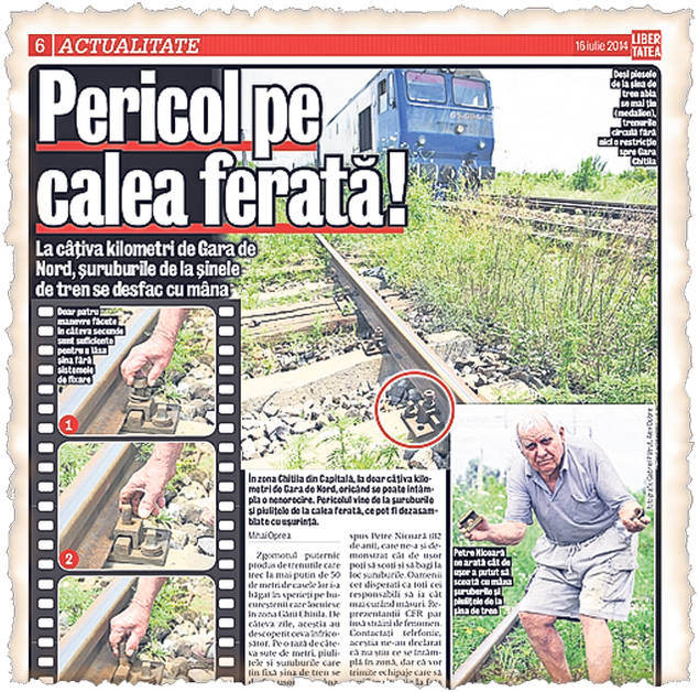 Au strâns şuruburile! Reprezentanţii CFR au remediat problema de la calea ferată, după articolul din ziarul Libertatea