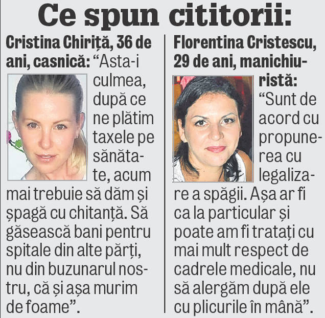 Şpaga din spitale ar putea fi legalizată