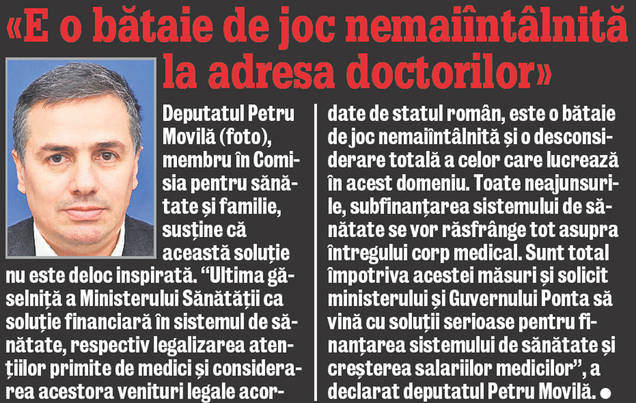 Şpaga din spitale ar putea fi legalizată