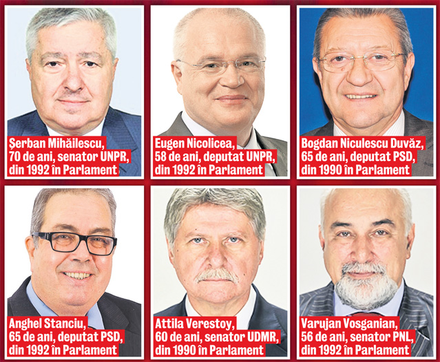 Greu de pensionat | Ei sunt cei 12 parlamentari care nu se mai dau duşi din Casa Poporului de aproape un sfert de veac