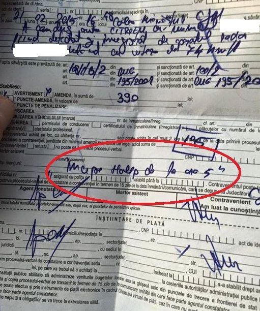 Cel mai amuzant ȘOFER din ȚARĂ! Uite ce a scris pe procesul verbal de AMENDĂ, primit înainte de meciul lui HALEP