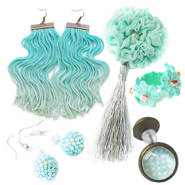 Bijuterii de designer în nuanţe de verde-mentă pastelat