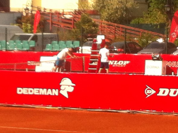 Marius Copil și Adrian Ungur, antrenându-se azi, în jurul orei 10.30   FOTO: Daniel Conțescu