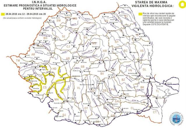 COD GALBEN de inundaţii în 5 judeţe! Vreme rece şi ploi în toată ţara