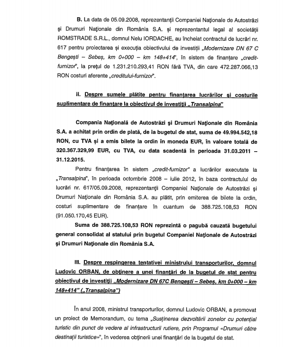 Guvernul sesizează DNA pentru contractul Transalpina, arătând implicarea lui Orban şi Vosganian