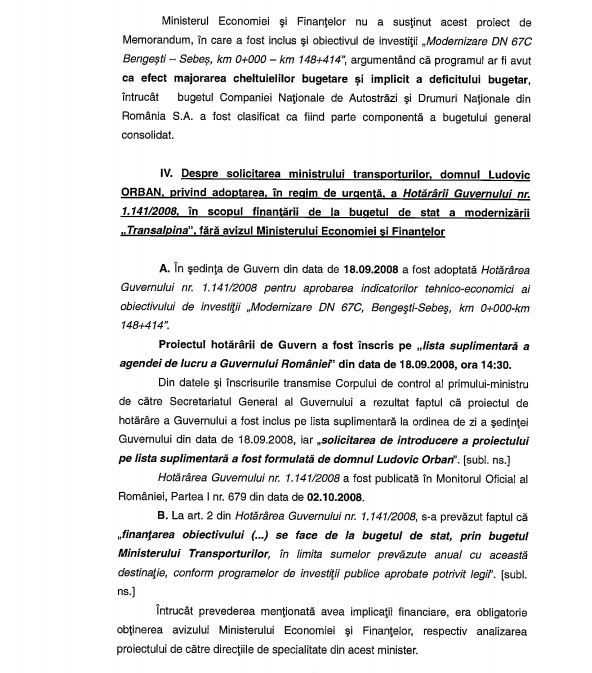 Guvernul sesizează DNA pentru contractul Transalpina, arătând implicarea lui Orban şi Vosganian